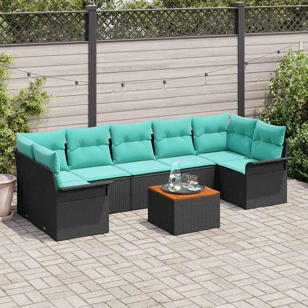 Conjunto de sofás de jardín 8 pcs Gris y azul marino