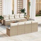 Conjunto de sofás de jardín 9 pcs Beige y Crema ratán sintético