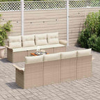 Conjunto de sofás de jardín 9 pcs Beige y Crema ratán sintético