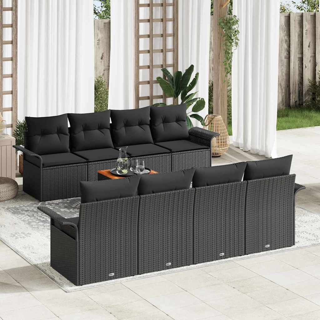 Conjunto de sofás de jardim 9 peças Bege e Creme vime sintético