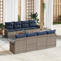 Conjunto de sofás de jardín 9 pcs Gris y azul marino