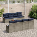Conjunto de sofás de jardín 9 pcs Gris y azul marino