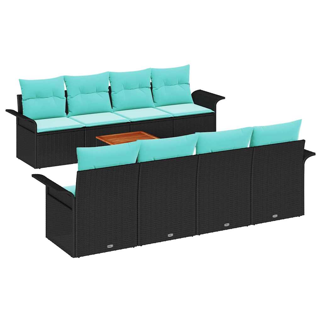 Conjunto de sofás de jardín 9 pcs Negro y Turquesa