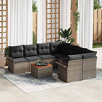 Conjunto de sofás de jardín 9 pcs Gris ratán sintético