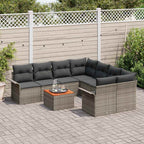 Conjunto de sofás de jardín 9 pcs Gris ratán sintético