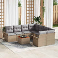 Conjunto de sofás de jardín 9 pcs Beige y Gris Claro