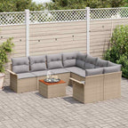 Conjunto de sofás de jardín 9 pcs Beige y Gris Claro