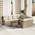Conjunto de sofás de jardín 9 pcs Beige y Crema ratán sintético
