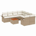 Conjunto de sofás de jardín 9 pcs Beige y Crema ratán sintético
