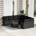 Conjunto de sofás de jardín 9 pcs Negro ratán sintético