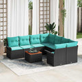 Conjunto de sofás de jardín 9 pcs Negro y Turquesa