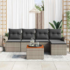 Conjunto de sofás de jardín 6 pcs Gris ratán sintético