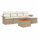 Conjunto de sofás de jardín 6 pcs Beige y Crema ratán sintético