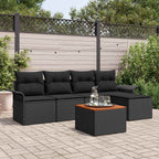 Conjunto de sofás de jardín 6 pcs Negro ratán sintético