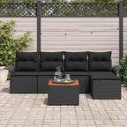 Conjunto de sofás de jardín 6 pcs Negro ratán sintético