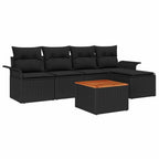 Conjunto de sofás de jardín 6 pcs Negro ratán sintético