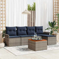 Conjunto de sofás de jardín 6 pcs Gris y azul marino