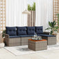 6-piece garden sofa set in grey and navy blue