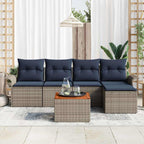 Conjunto de sofás de jardín 6 pcs Gris y azul marino
