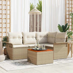Conjunto de sofás de jardín 5 pcs Beige y Crema ratán sintético