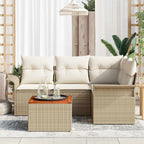 Conjunto de sofás de jardín 5 pcs Beige y Crema ratán sintético