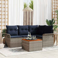 Conjunto de sofás de jardín 5 pcs Gris y azul marino
