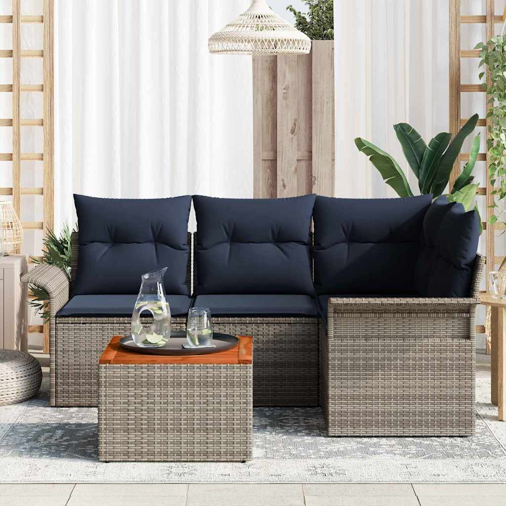 Conjunto de sofás de jardín 5 pcs Gris y azul marino