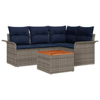 Conjunto de sofás de jardín 5 pcs Gris y azul marino