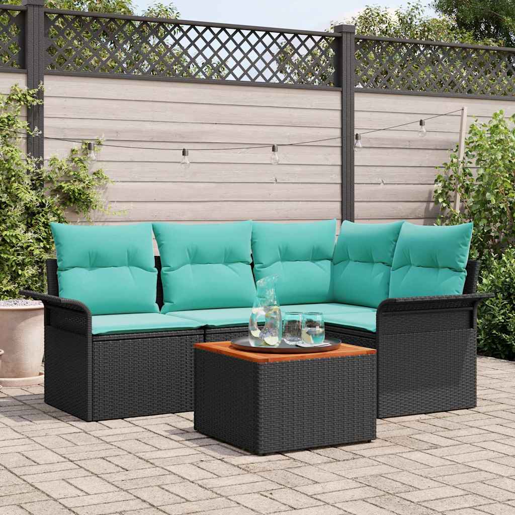 Conjunto de sofás de jardín 5 pcs Gris y azul marino