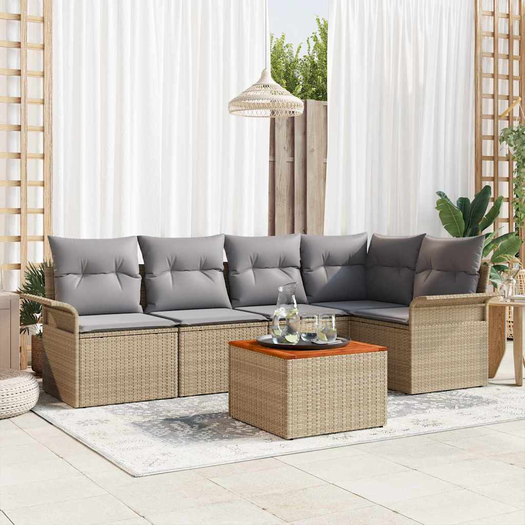 Conjunto de sofás de jardim 6 peças Bege e Cinzento-Claro