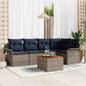 Conjunto de sofás de jardim 6 peças Cinzento e azul-marinho
