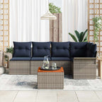 Conjunto de sofás de jardín 6 pcs Gris y azul marino