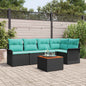 Conjunto de sofás de jardim 6 peças Cinzento e azul-marinho
