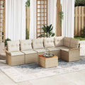 Conjunto de sofás de jardín 7 pcs Beige y Crema ratán sintético