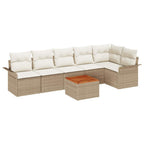 Conjunto de sofás de jardín 7 pcs Beige y Crema ratán sintético