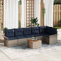 Conjunto de sofás de jardim 7 pcs Cinzento e azul-escuro