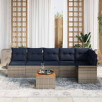 Conjunto de sofás de jardín 7 pcs Gris y azul marino