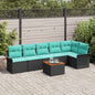 Conjunto de sofás de jardim 7 pcs Cinzento e azul-escuro