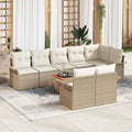 Conjunto de sofás de jardín 9 pcs Beige y Crema ratán sintético