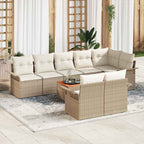 Conjunto de sofás de jardín 9 pcs Beige y Crema ratán sintético