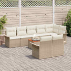 Conjunto de sofás de jardín 9 pcs Beige y Crema ratán sintético
