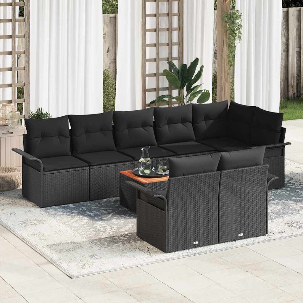 Conjunto de sofás de jardín 9 pcs Beige y Crema ratán sintético