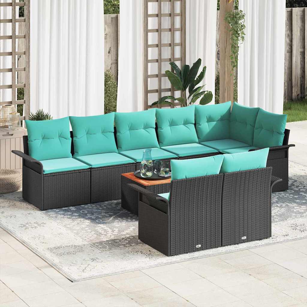 Conjunto de sofás de jardín 9 pcs Gris y azul marino