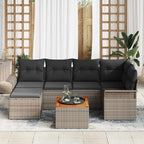 Conjunto de sofás de jardín 7 pcs Gris ratán sintético