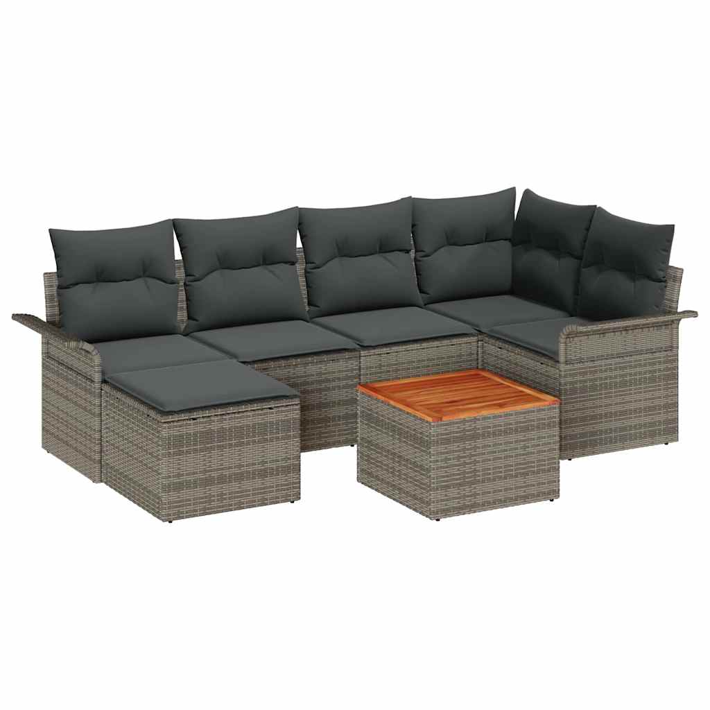 Conjunto de sofás de jardín 7 pcs Gris ratán sintético