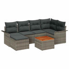 Conjunto de sofás de jardín 7 pcs Gris ratán sintético
