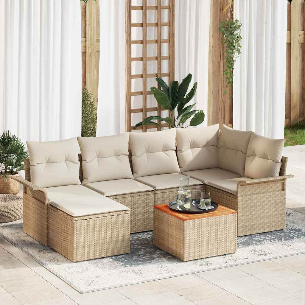 Conjunto de sofá de jardín con cojín 9 pcs beige y gris claro