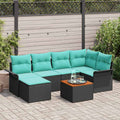 Conjunto de sofás de jardín 7 pcs Negro y Turquesa