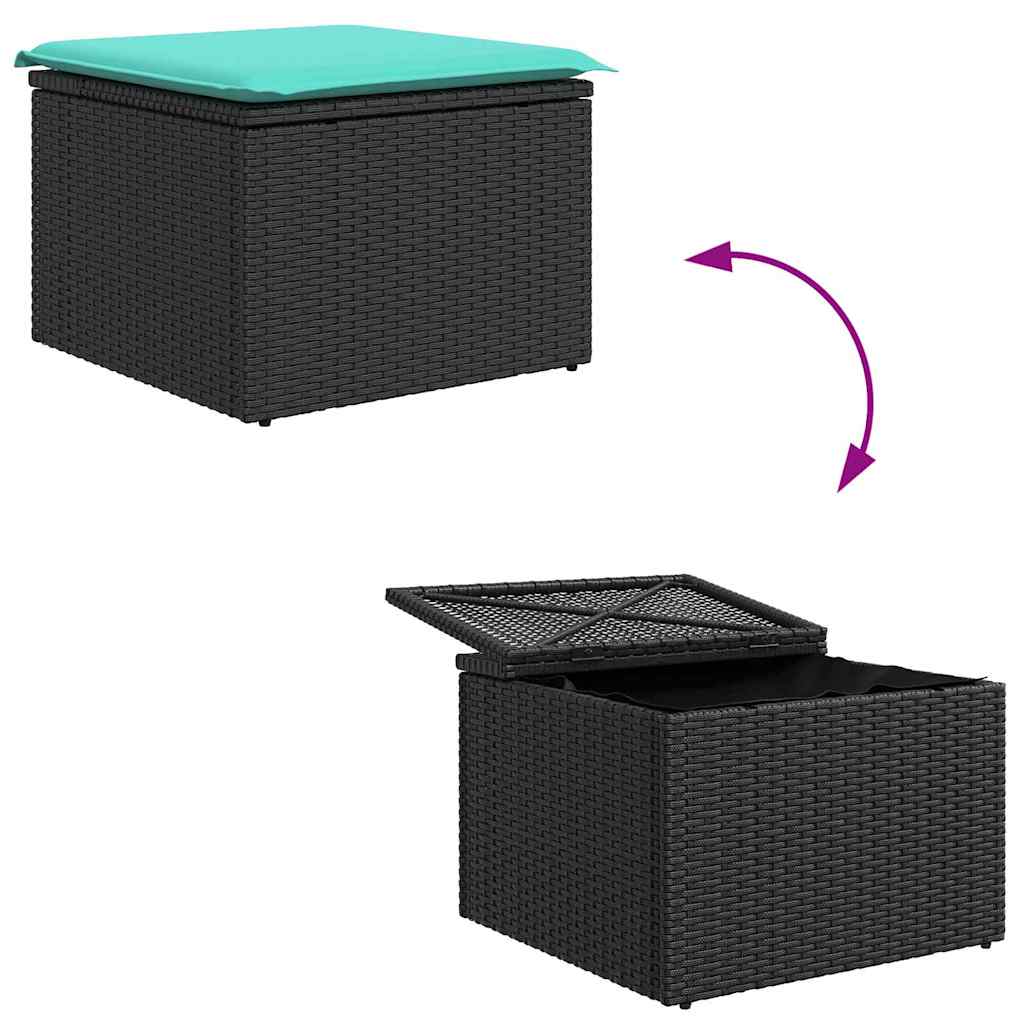 Conjunto de sofás de jardín 7 pcs Negro y Turquesa