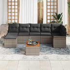Conjunto de sofás de jardín 8 pcs Gris ratán sintético